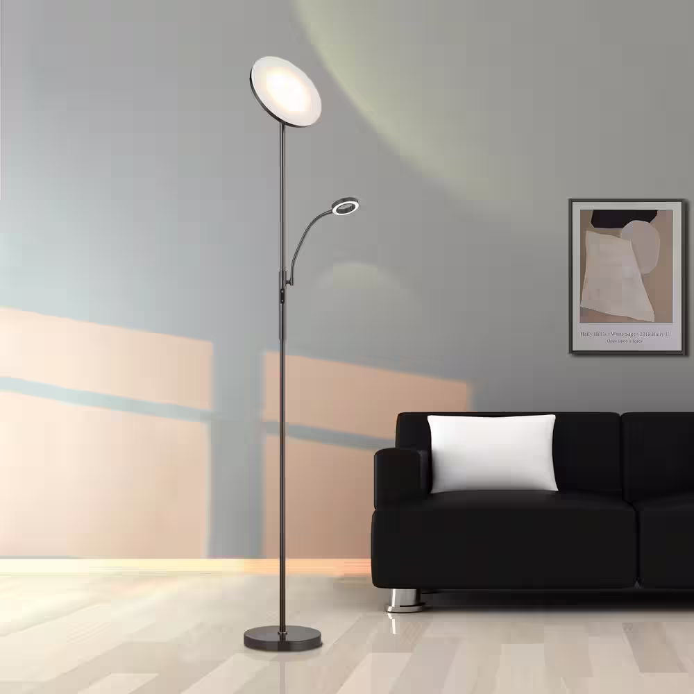 ARTIVA 70 in. Modern Slim LED Torchiere Floor Lamp with Reading Light and Remote