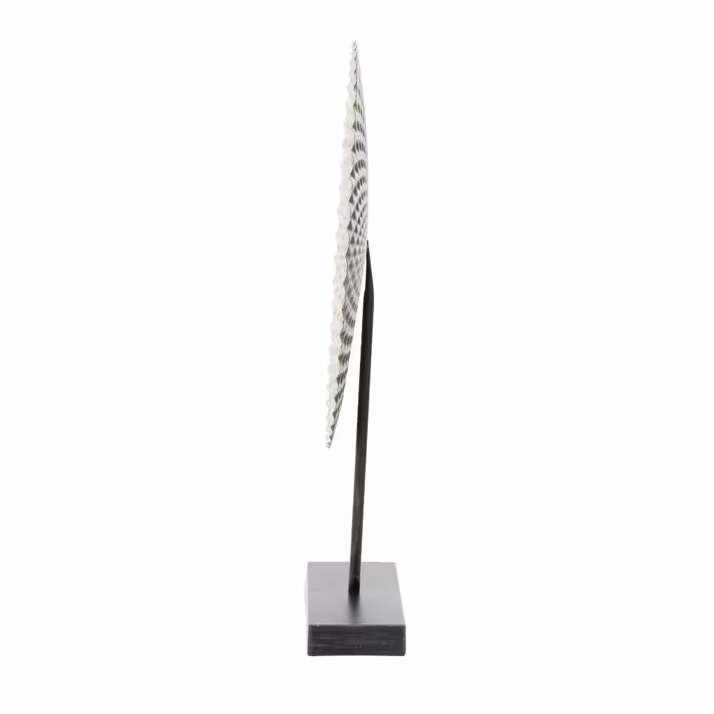 Litton Lane Gray Metal Geometric Sculpture with Black Base