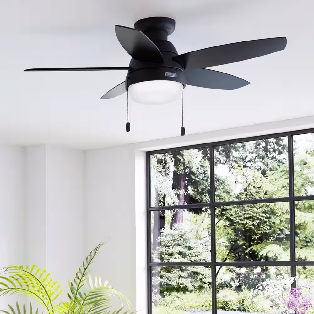 Hunter Lilliana 44 in. Indoor Matte Black Ceiling Fan with Light Kit Included