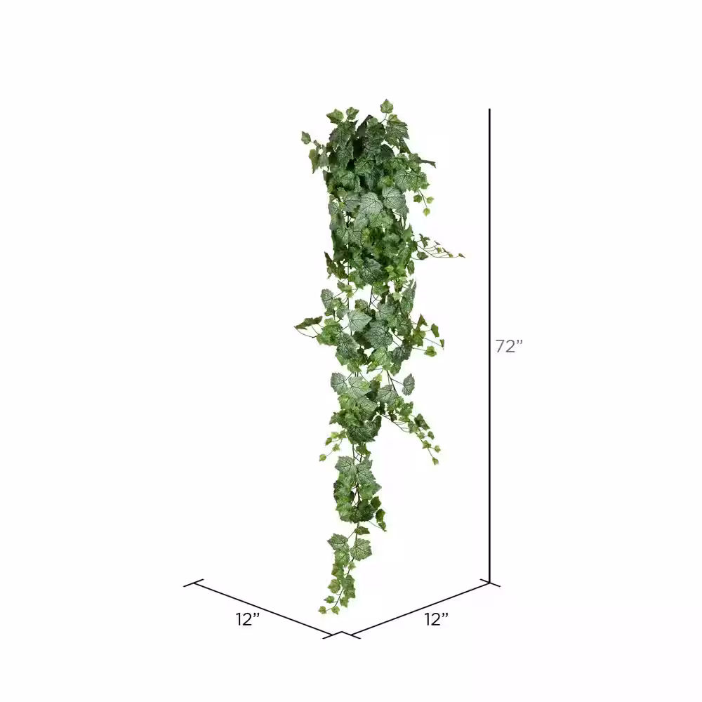 Vickerman 6 ft. Green and White Artificial Grape Leaf Ivy Hanging Basket