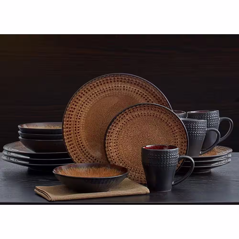 Pfaltzgraff Cambria 16-Piece Contemporary Brown Stoneware Dinnerware Set (Set for 4)