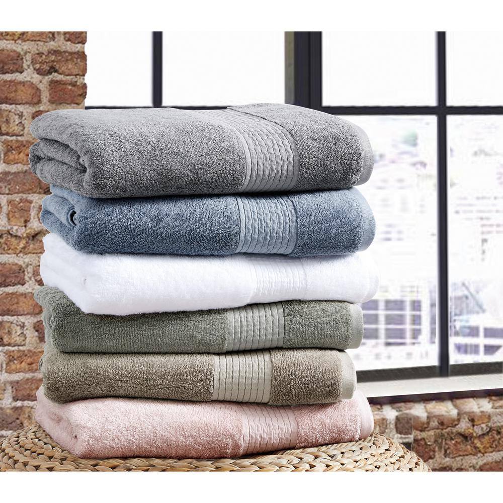 Brooklyn Loom Cotton TENCEL 6-Piece Sage Green Solid Cotton Bath Towel Set
