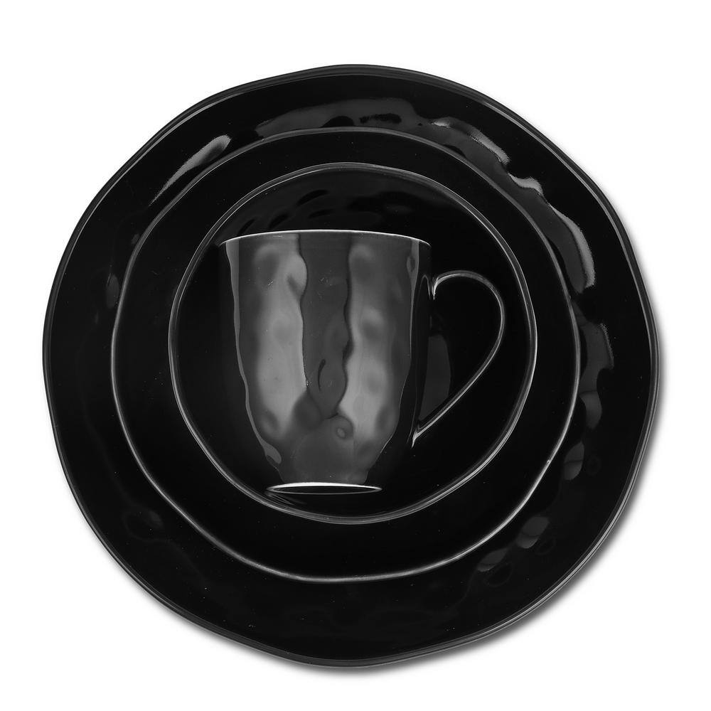 STONE LAIN Stone Lain Ivy 24-Piece Dinnerware Set Porcelain, Service For 6, Black