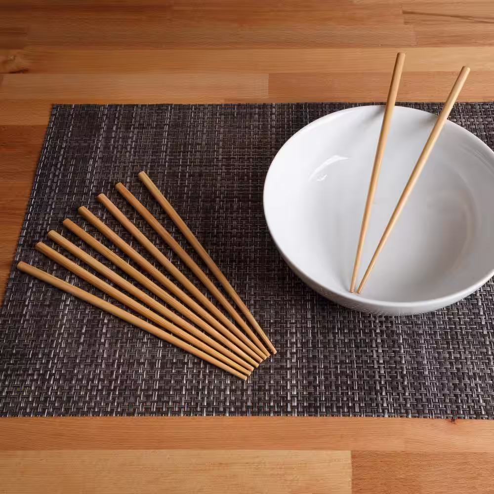 None Reusable Burnished Bamboo Chopsticks Set, 5 Pairs