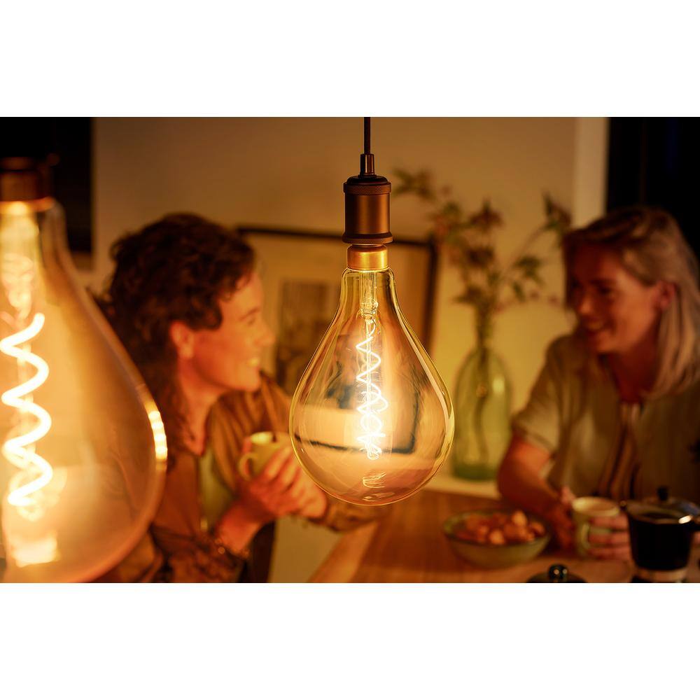 Philips 40-Watt Equivalent A50 Dimmable Vintage Glass Edison LED Large Light Bulb Amber Warm White (2000K) (1-Pack)