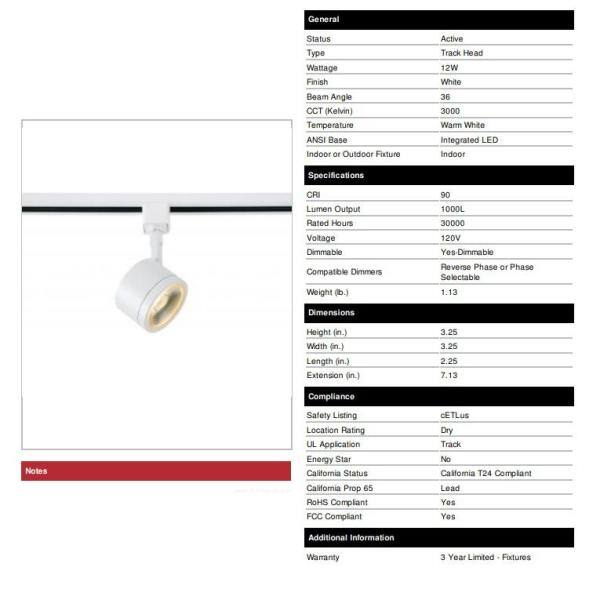 SATCO White Integrated LED Track Lighting Head