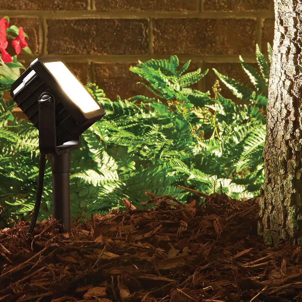 Hampton Bay Plug-In Black Integrated LED Outdoor Landscape Flood Light
