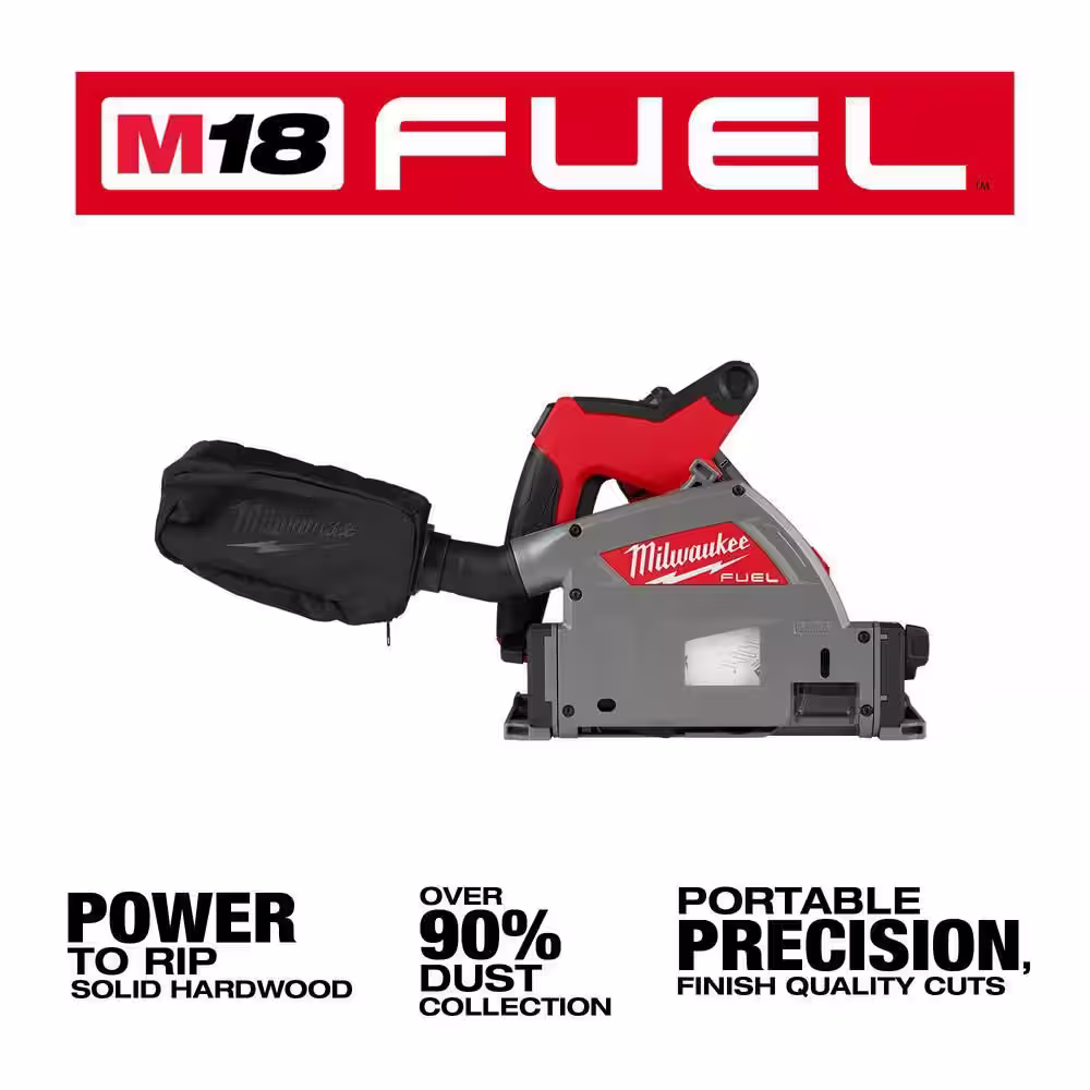 Milwaukee M18 FUEL 18V Lithium-Ion Brushless Cordless 6-1/2 in. Plunge Track Saw Kit with 106 in. Track Saw Guide Rail