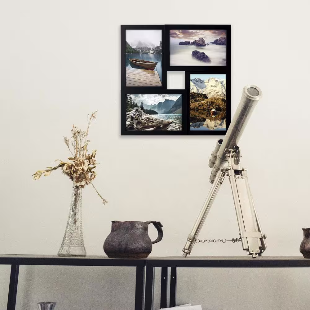 Malden International Designs Malden 4 in. x 6 in. 4-Pack Black Puzzle Collage Picture Frame