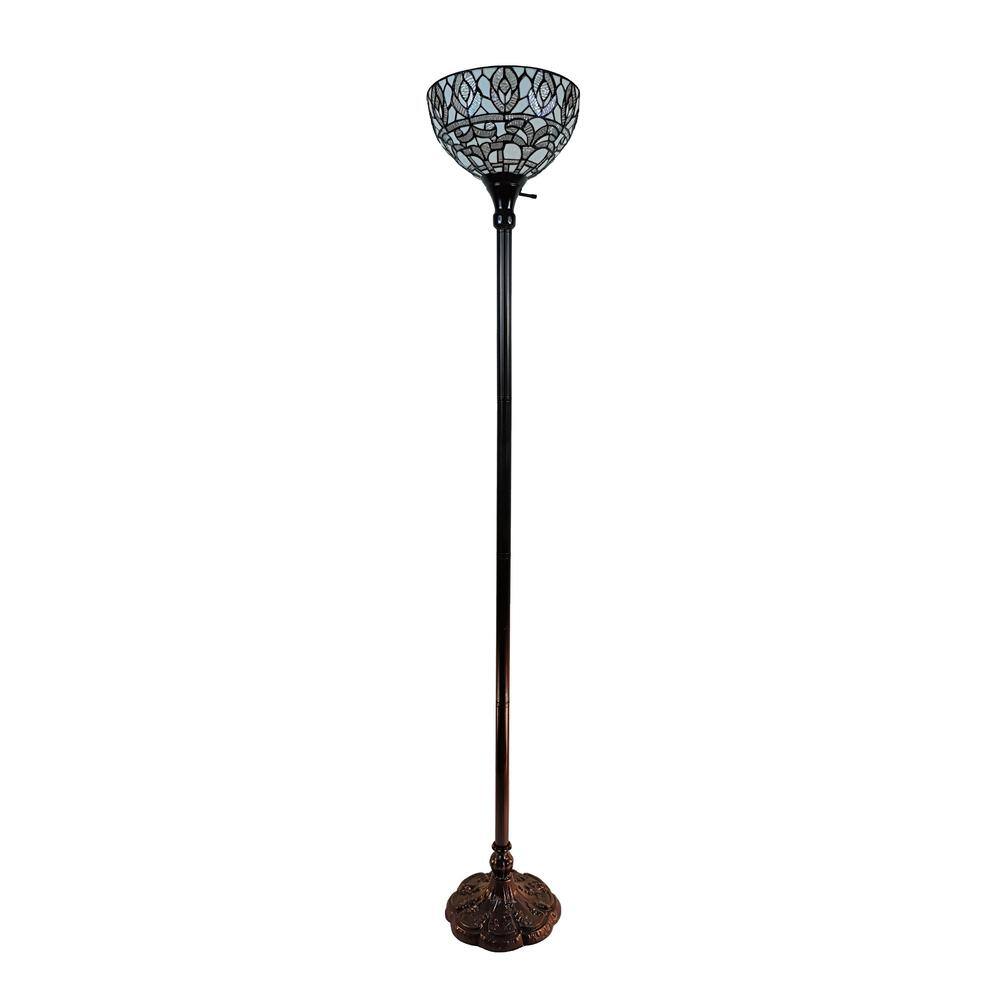Amora Lighting 72 in. Tiffany Style Torchiere Floor Lamp