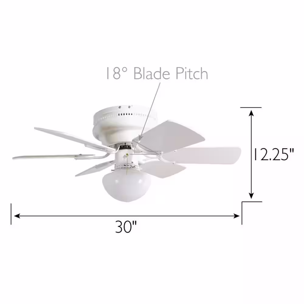 Design House Atrium 30 in. Traditional Indoor Hugger White Ceiling Fan with Dimmable LED Light Kit