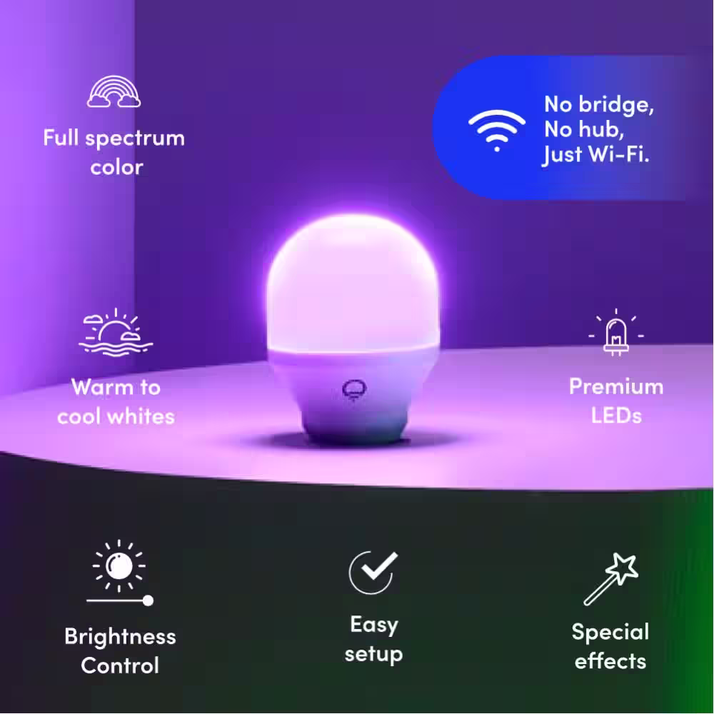LIFX 60-Watt Equivalent Smart 2-A19 LED Light Bulbs and 1-Switch Kit, Works with Alexa/Hey Google/HomeKit Multi-Color (1-Kit)