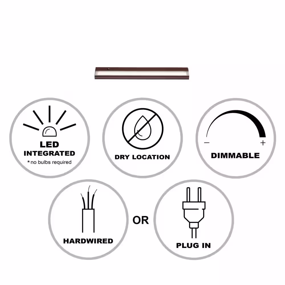 Bel Air Lighting Signature Hardwired or Plug-In 24 in. Bronze LED Undercabinet Light with High/Low Switch