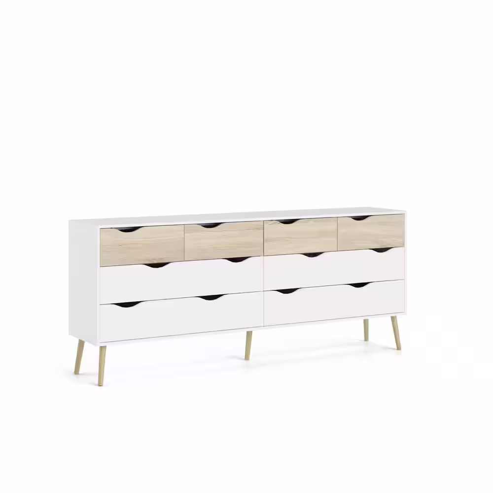 Tvilum Diana 8-Drawer White/Oak Structure Dresser