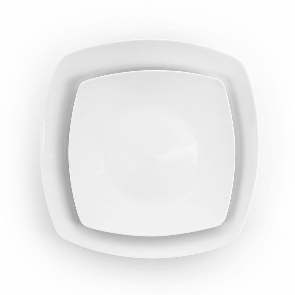 Elama 18-Piece Newman Square White Porcelain Dinnerware Set (Service for 6)