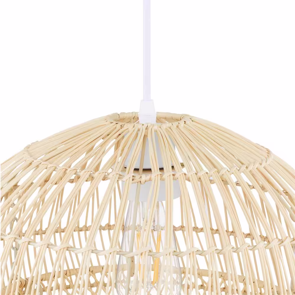 Hampton Bay Shawside 1-Light Tiered Brown Pendant Rattan
