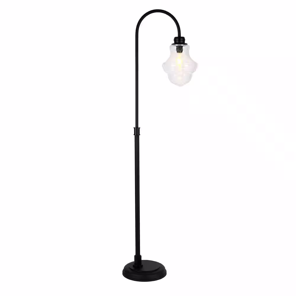 Meyer&Cross Sara 70 in. Blackened Bronze Floor Lamp with Seeded Glass Shade