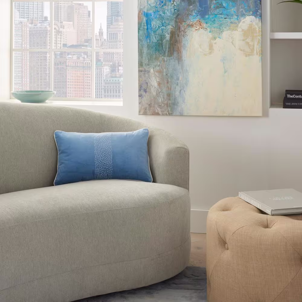 Mina Victory Lifestyles Blue 20 in. x 12 in. Rectangle Throw Pillow