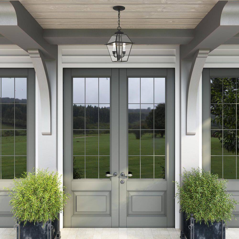 Livex Lighting Westover 2 Light Black Outdoor Pendant Lantern