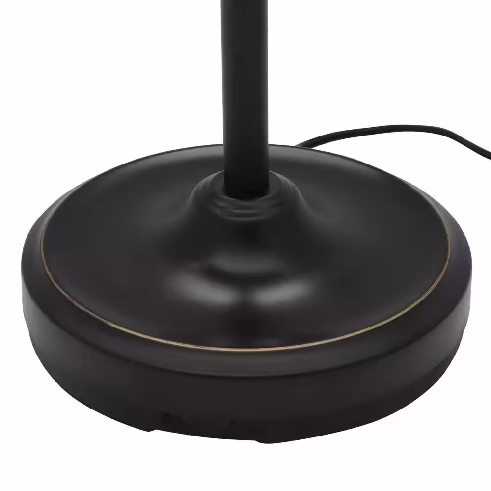 Hampton Bay 71 in. Antique Bronze Floor Lamp with 2 Alabaster Glass Shades