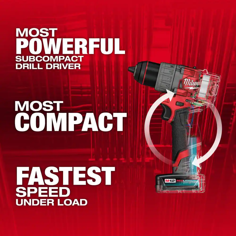 Milwaukee M12 FUEL 12V Lithium-Ion Brushless Cordless 1/2 in. Drill Driver Kit with 4.0Ah and 2.0Ah Battery and Soft Case