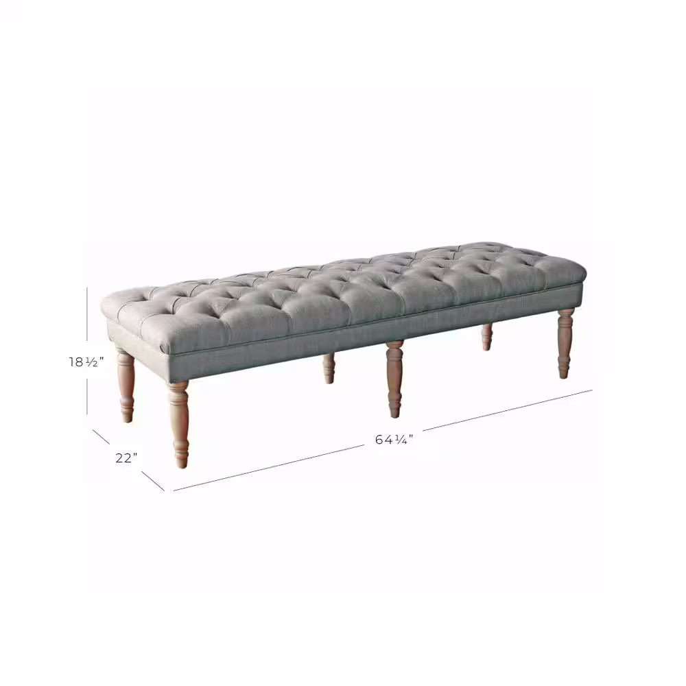 Homepop Gray Layla Tufted Bench