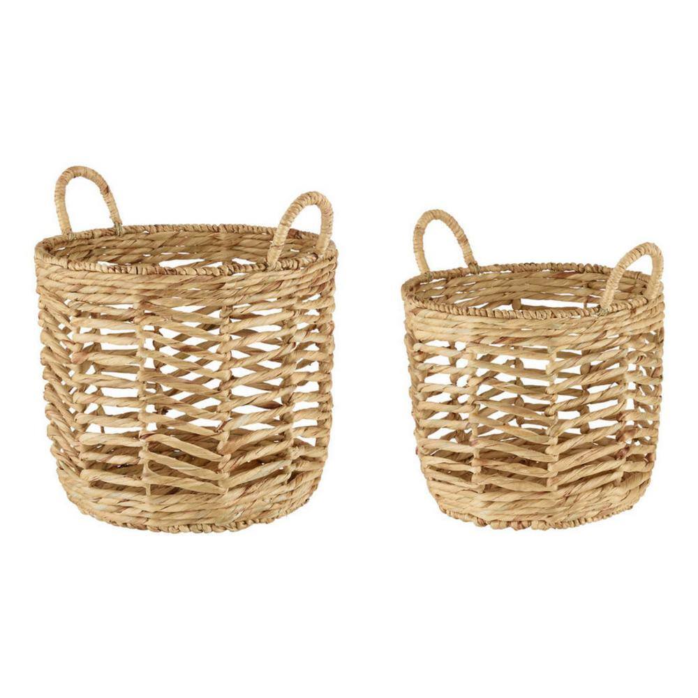 StyleWell Round Open Weave Wicker Storage Baskets (Set of 2)