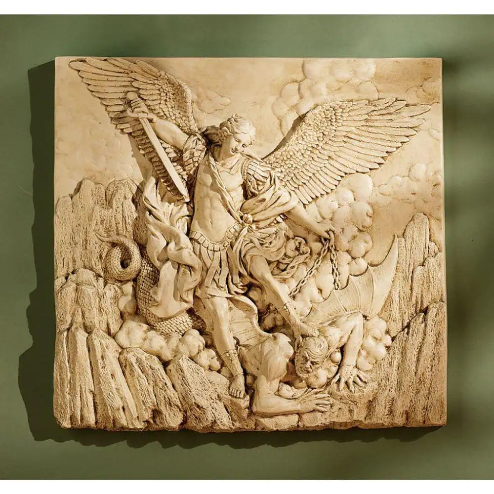 Design Toscano 21 in. x 22 in. St. Michael, the Archangel Sculptural Wall Frieze
