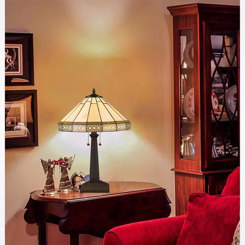 WAREHOUSE OF TIFFANY 24 in. Roman Brown Table Lamp