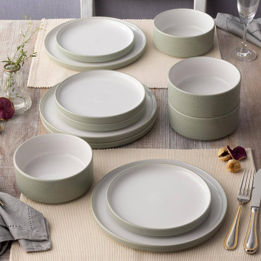 Noritake Colortex Stone Sage Porcelain 12-Piece Dinnerware Set (Service for 4)
