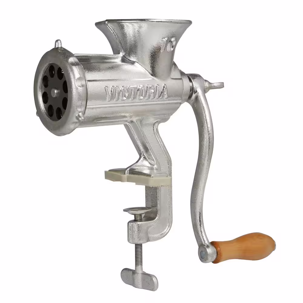 Victoria Meat Grinder with Table Clamp, Tinned Cast Iron