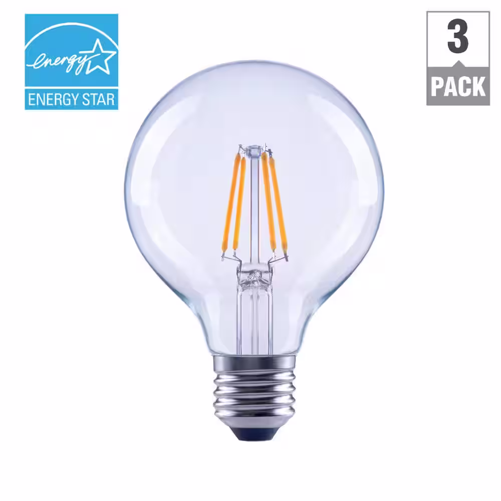 EcoSmart 60-Watt Equivalent G25 Globe Dimmable ENERGY STAR Clear Glass Filament LED Vintage Edison Light Bulb Soft White (3-Pack)