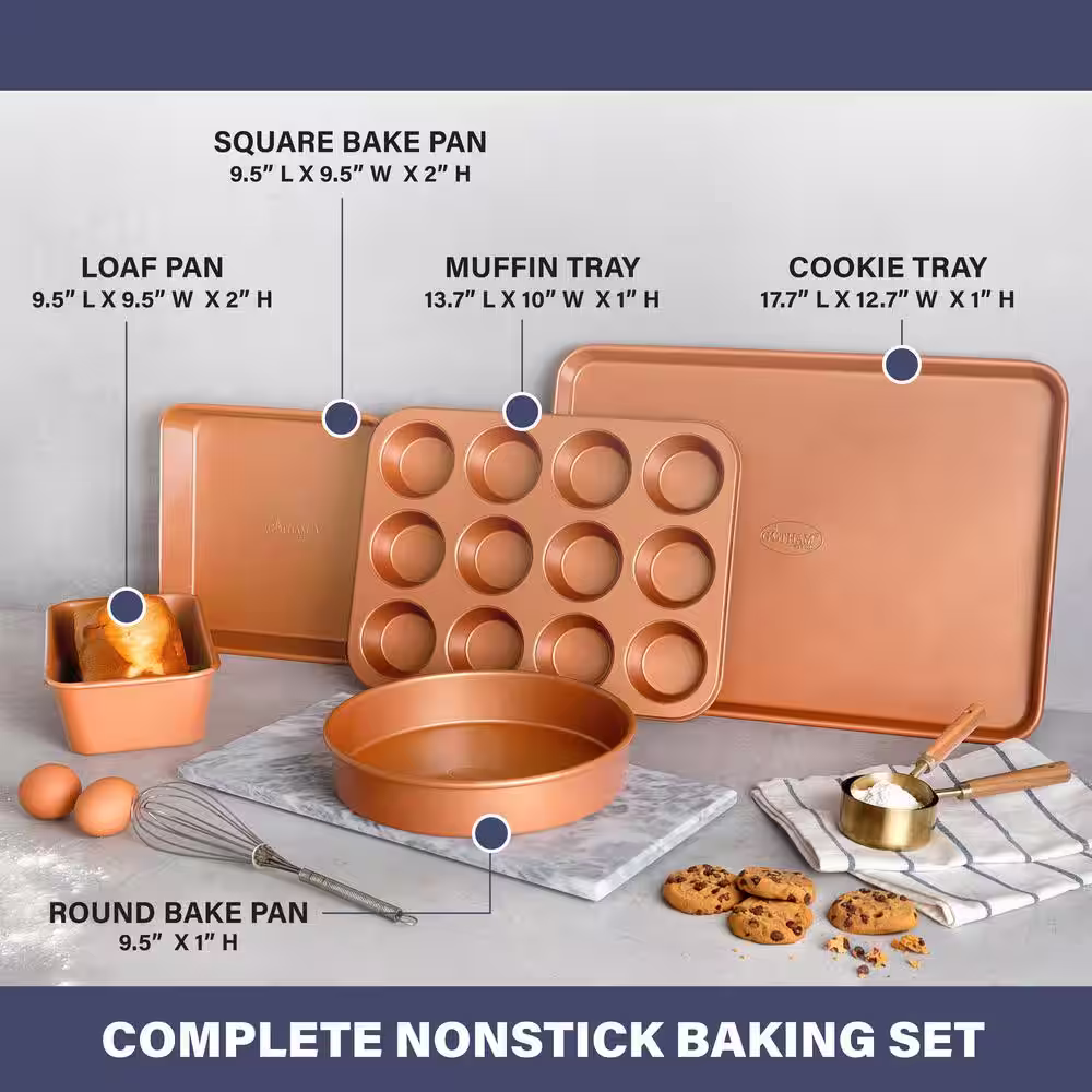 Gotham Steel 5-Piece Aluminum Ti-Ceramic Nonstick Ultimate Bakeware Set in Copper