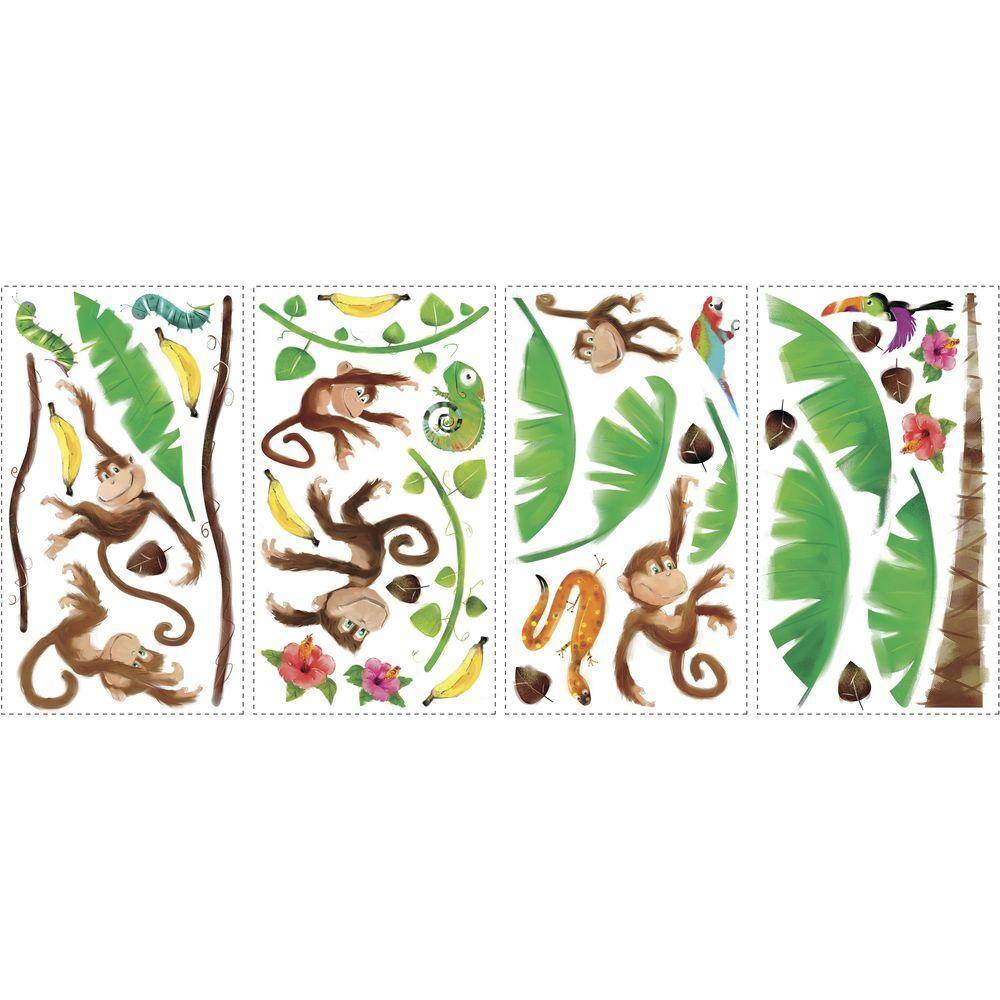 RoomMates 5 in. x 11.5 in. Monkey Business Peel and Stick Wall Decal