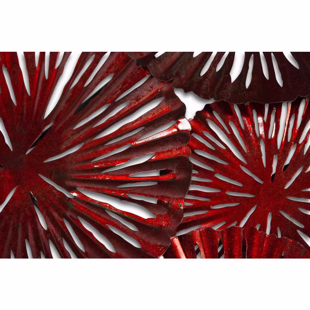 Classy Art Red Blooms 3D Wall Art Metal Mixed Media Wall Art