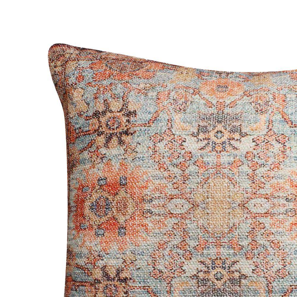 THE URBAN PORT Multicolor Ornate Vintage Floral Pattern 18 in. x 18 in. Handcrafted Square Cotton Accent Throw Pillow