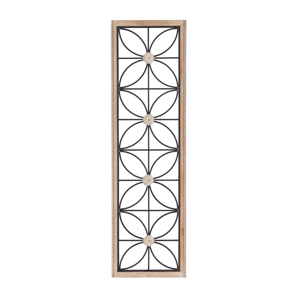 Litton Lane 50 in. x 15 in. Black Metal Farmhouse Geometric Wall Decor