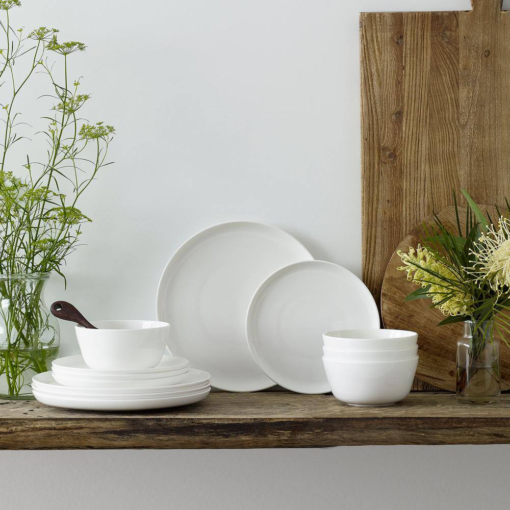 Noritake Marc Newson 12-Piece White Bone China Dinnerware Set (Service for 4)