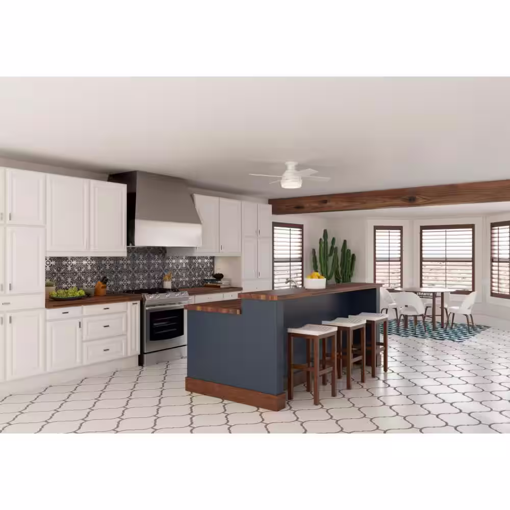 Hunter Dempsey 44 in. Indoor/Outdoor Fresh White LED Low Profile Ceiling Fan with Light Kit and Remote Control