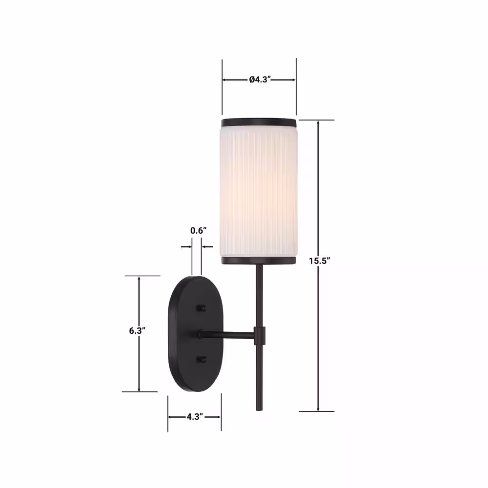 GLUCKSTEINELEMENTS Ashbury 1-Light Black Wall Sconce