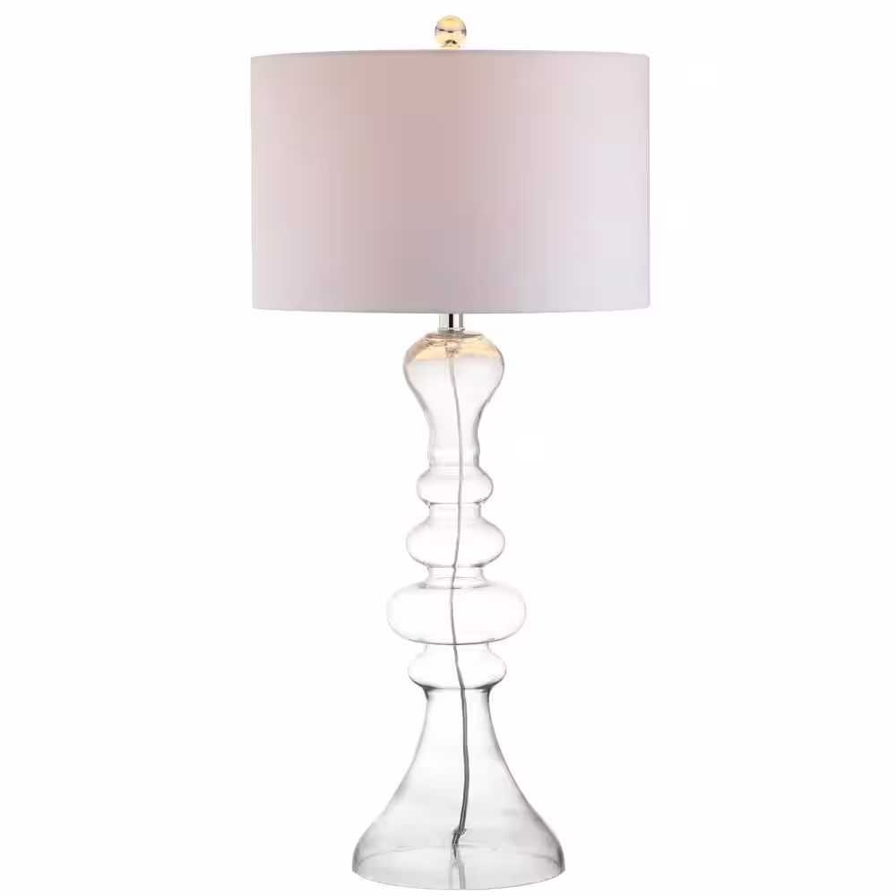 JONATHAN Y Madeline 35 in. Clear Curved Glass Table Lamp