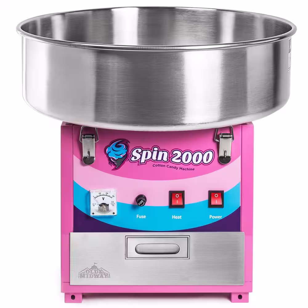 Olde Midway 950 W Pink Tabletop Cotton Candy Machine