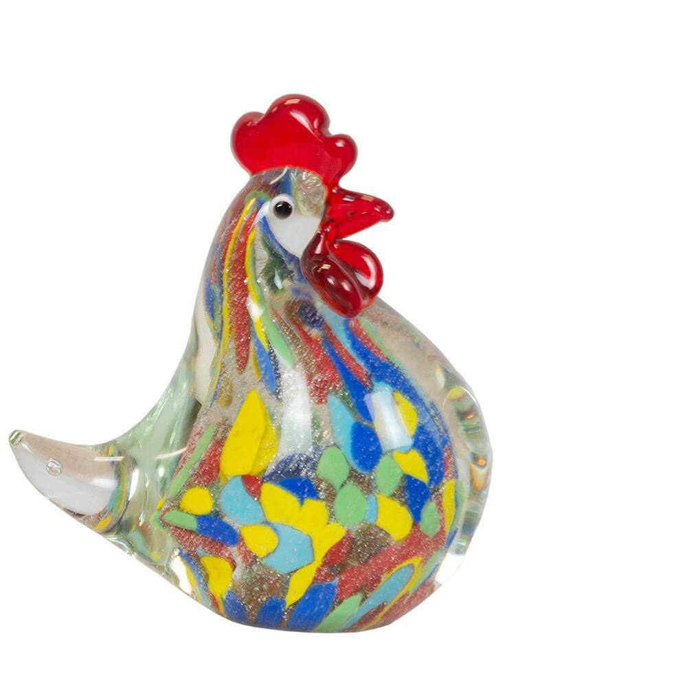 Dale Tiffany Rooster Chicken 2-Piece Handcrafted Art Glass Figurine Set