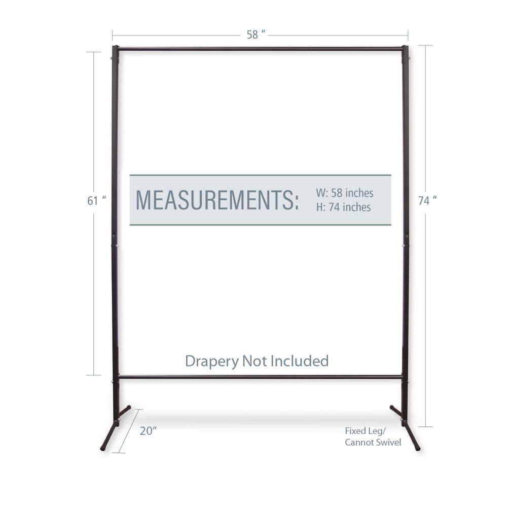 Rod Desyne 74 in. H x 58 in. W Room Dividers, Multi-Purpose Portable Rod Stand in Black