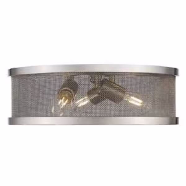Golden Lighting Channing 15 in. 3-Light Pewter Flush Mount