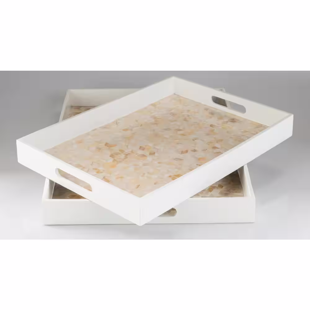 Artistic Weavers Alore White 2-Piece Decorative Tray Set