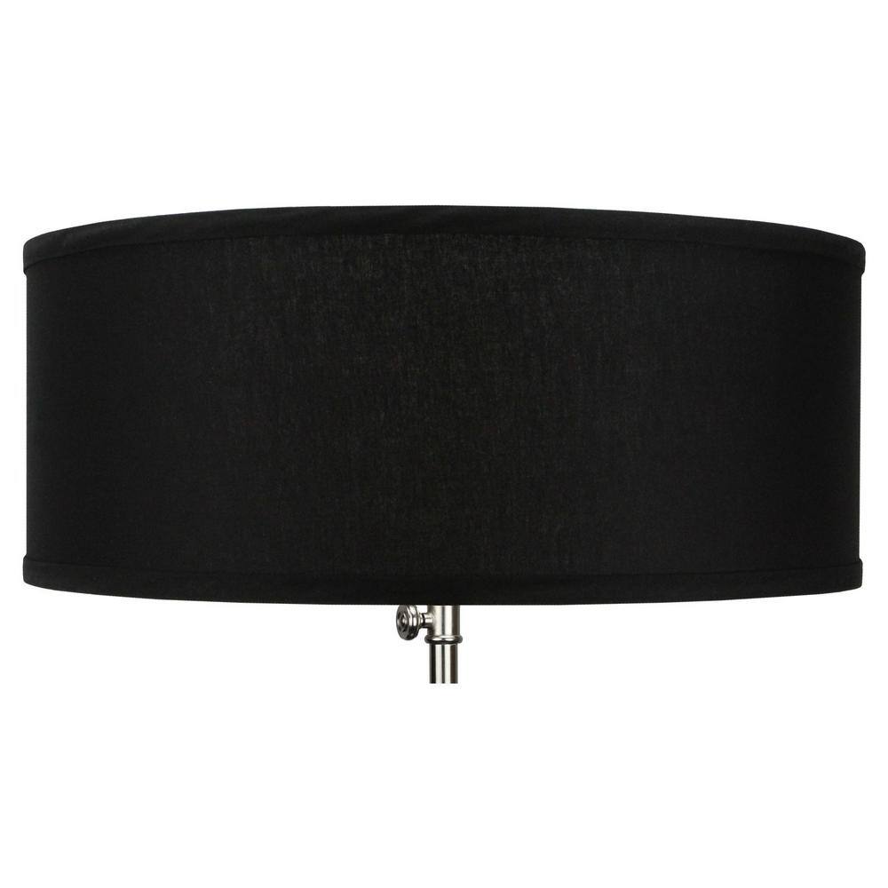 FenchelShades.com 18 in. Top Diameter x 18 in. Bottom Diameter x 7 in. H Linen Black Drum Lamp Shade