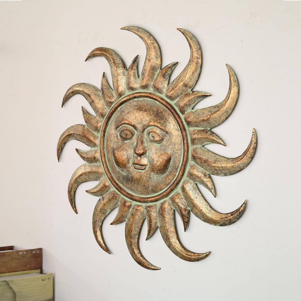 None Metal Gold Indoor Outdoor Sun Wall DÃ©cor