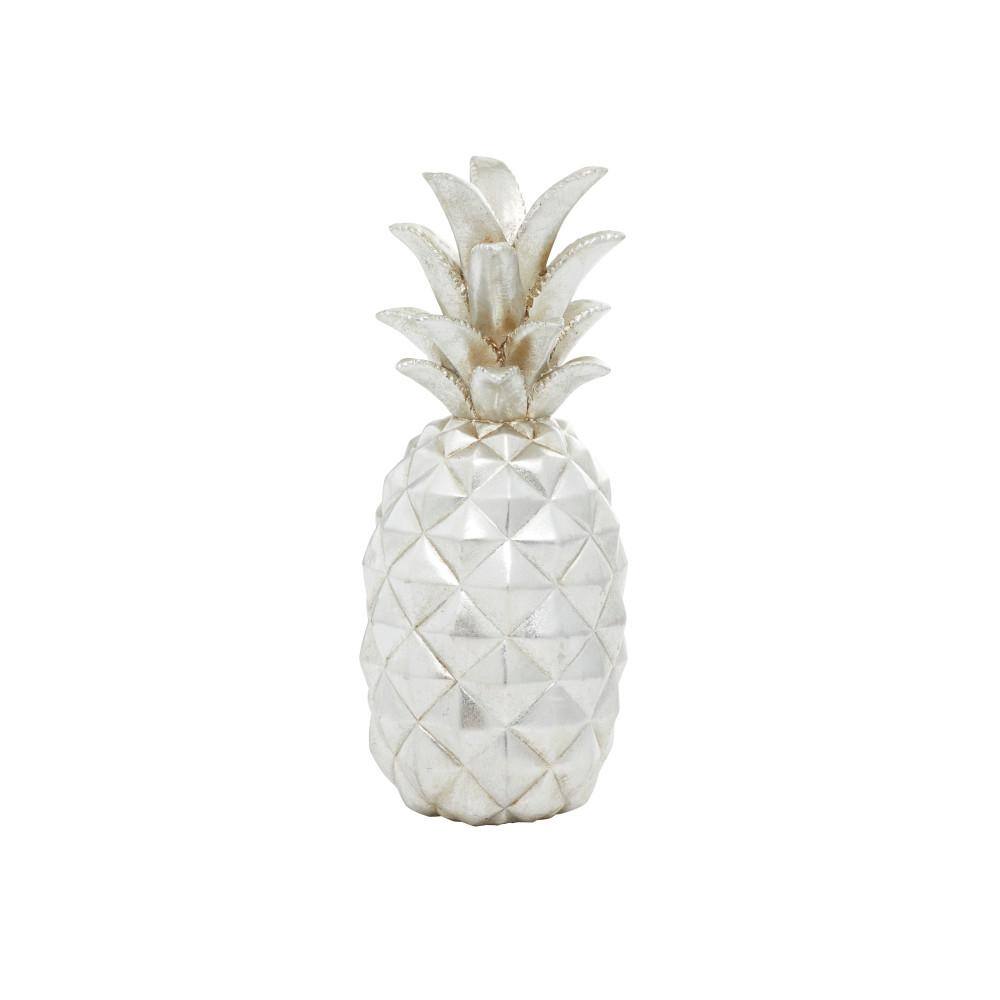 Litton Lane Silver Polystone Pineapple Fruit Sculpture