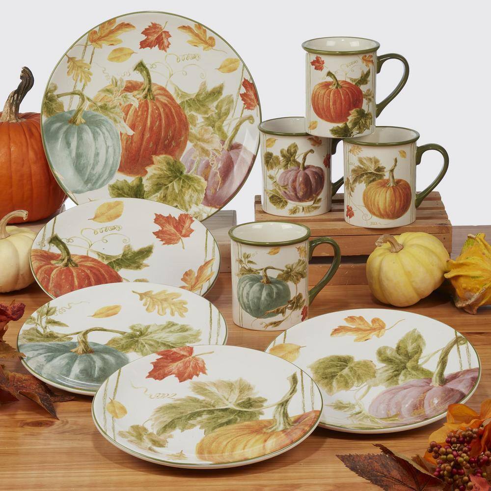 Certified International Autumn Harvest 11 in. Multicolored Earthenware Dinner Plate (Set of 4)